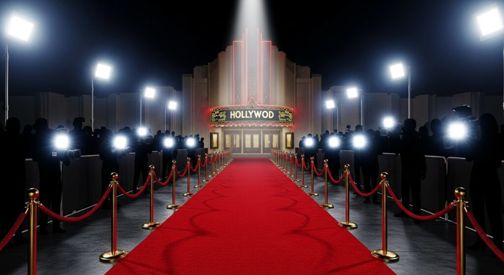 화려한 조명과 파파라치들 사이로 이어진 레드카펫