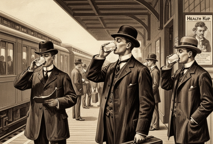 1910년대 미국에서 종이컵을 사용하는 사람들