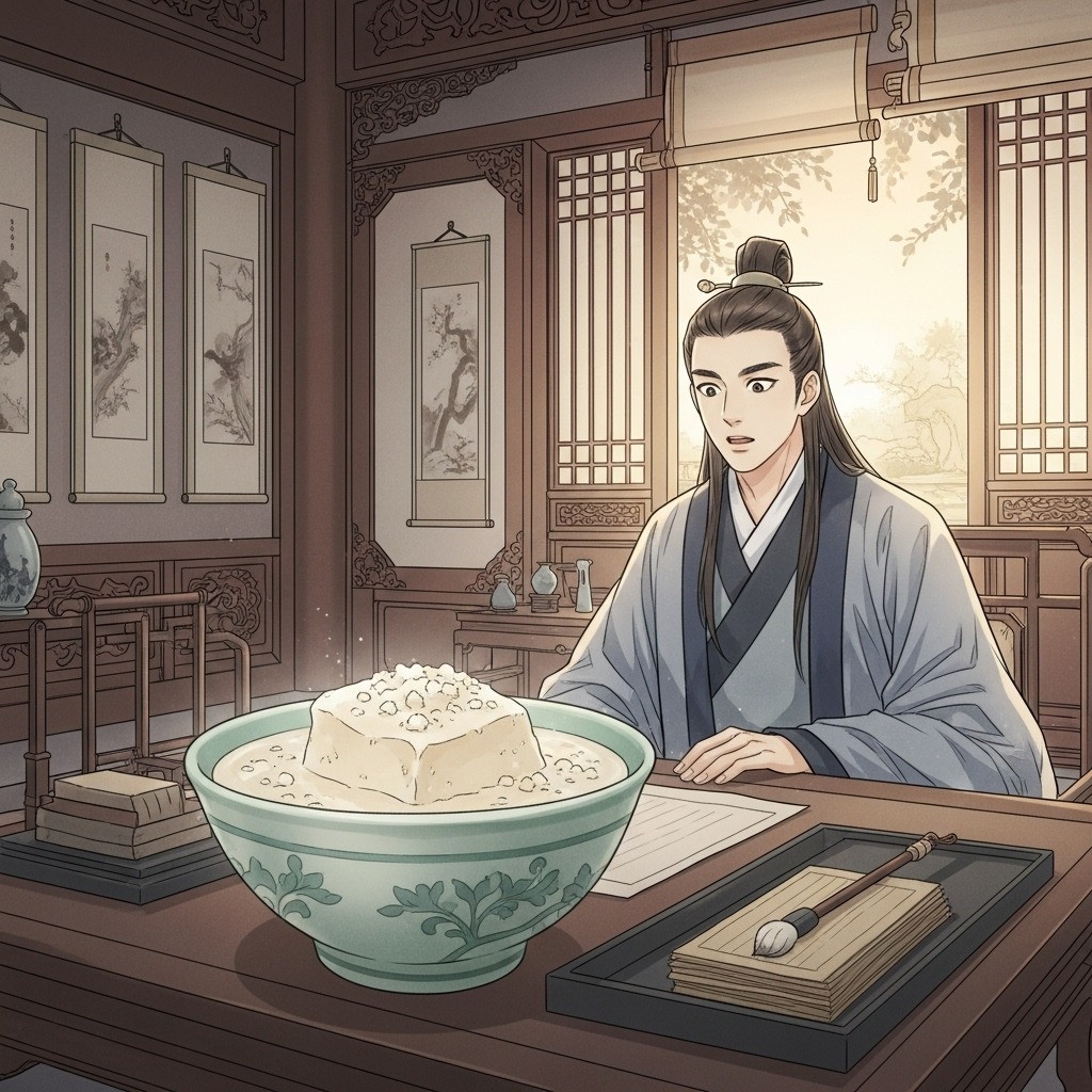 고대 중국의 왕자가 최초의 두부를 발견하는 모습