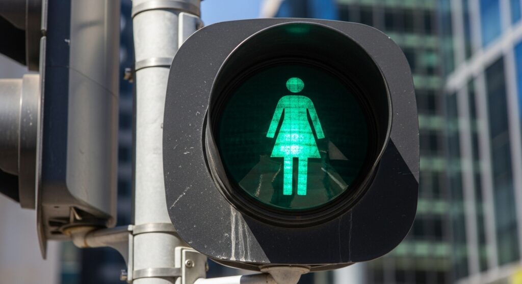 드레스 입은 여성 모양의 멜버른 보행자 신호등