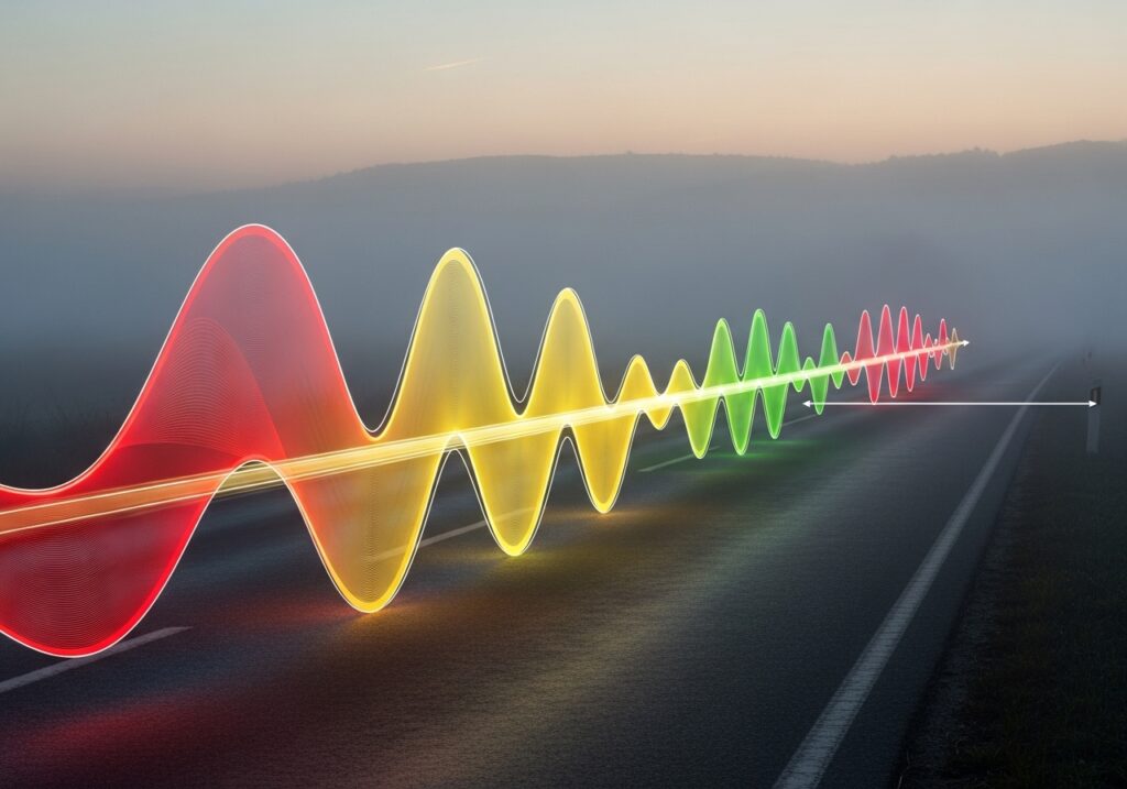 신호등 색깔별 빛의 파장 원리 인포그래픽