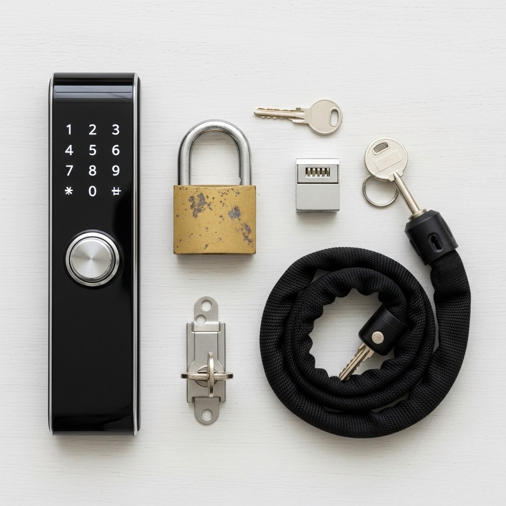 디지털 도어록, 자물통 등 다양한 종류의 자물쇠들