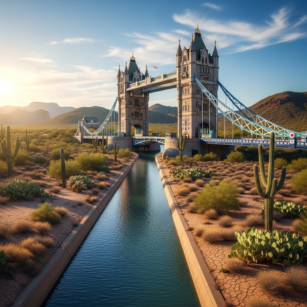 미국 애리조나 사막에 재건된 런던 브리지
