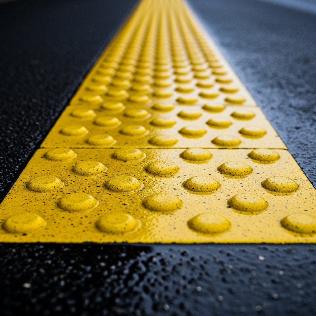 '직진'을 의미하는 선형블록과 '멈춤'을 의미하는 점형블록을 설명하는 인포그래픽.