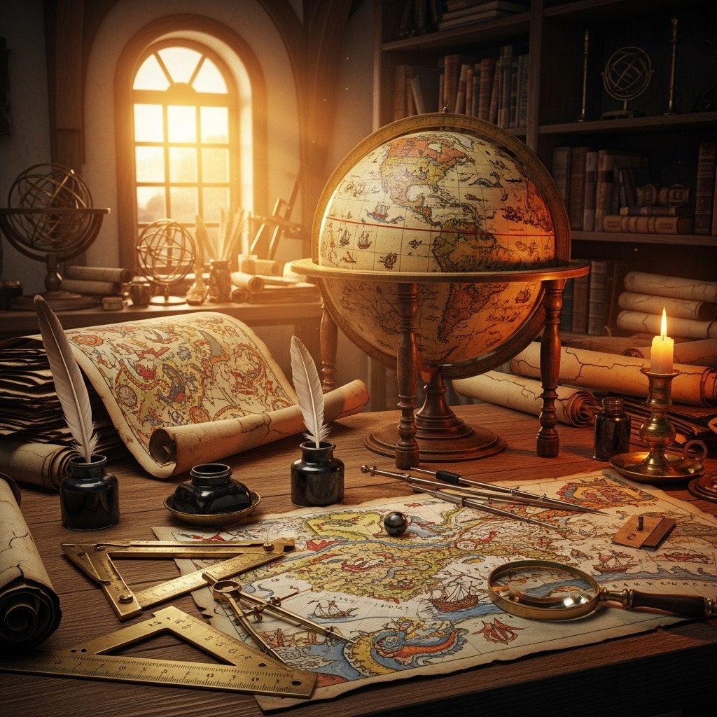 15세기 지도 제작 공방에 있는 최초의 지구본