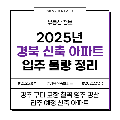 2025년 경북 경상북도 경주 구미 포항 칠곡 영주 경산 신축 입주 아파트 정리 물량 예정